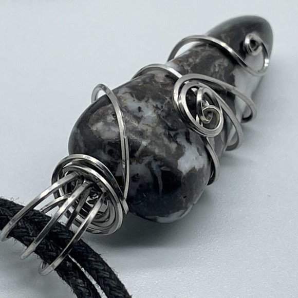 Zebra Jasper Elegant Wire Wrapped Pendant - Picture 7 of 8